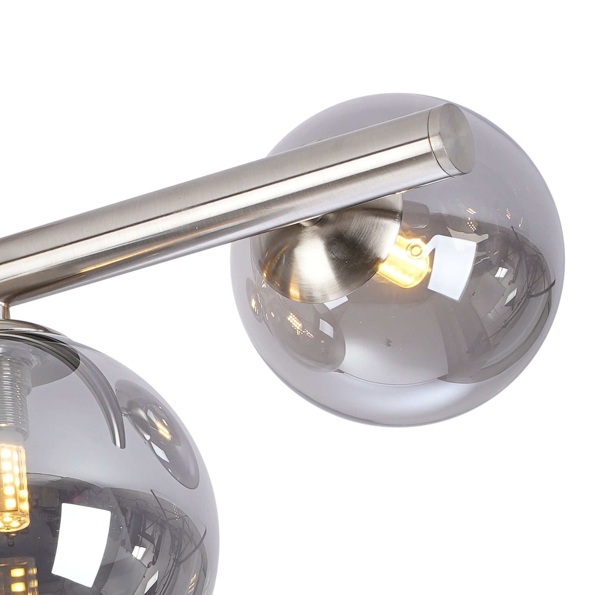 NL9062/SM9 Prague 6 Light Ceiling Light Satin Nickel Smoke Plated