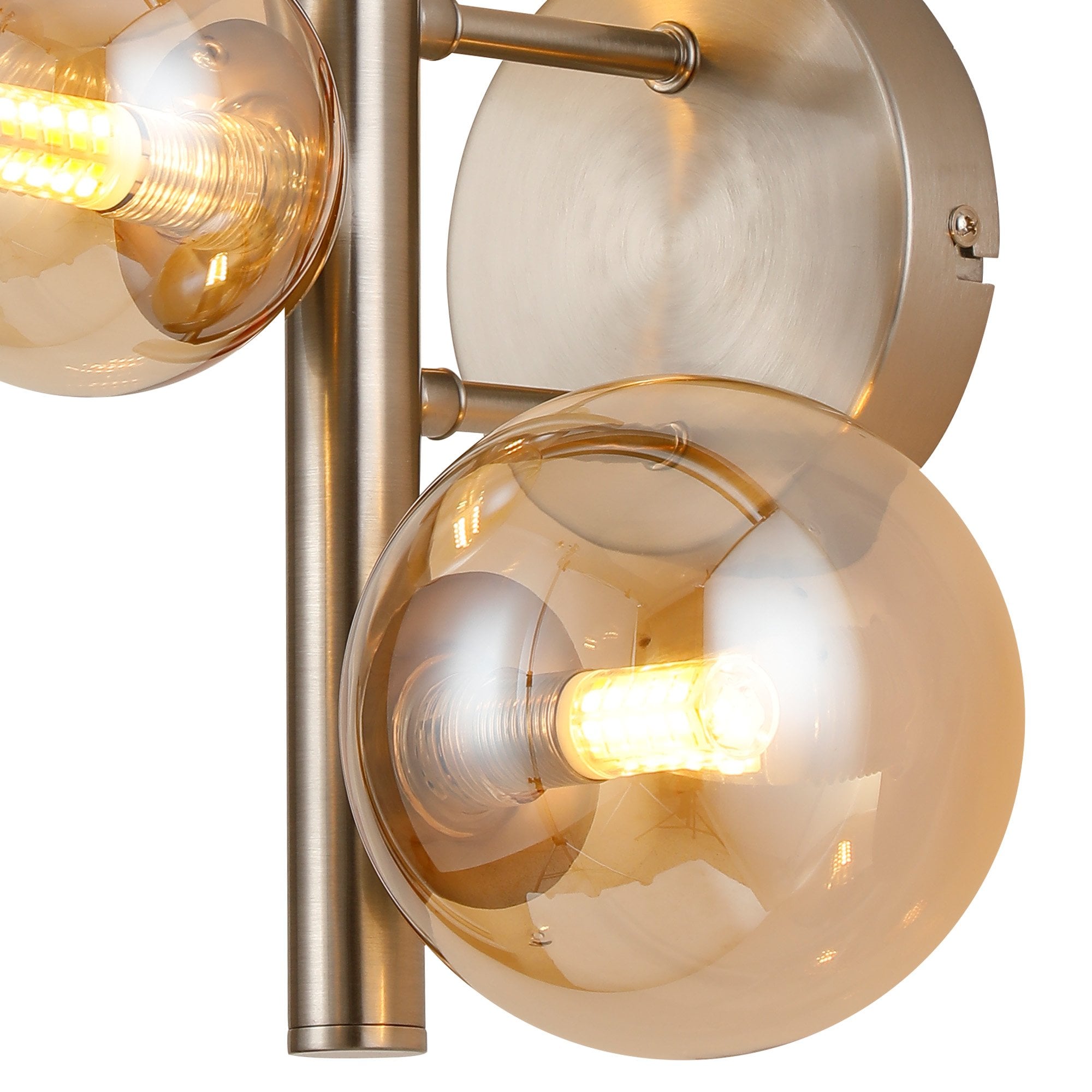 NL9063/AM9 Prague 3 Light Wall Light Satin Nickel Amber Plated