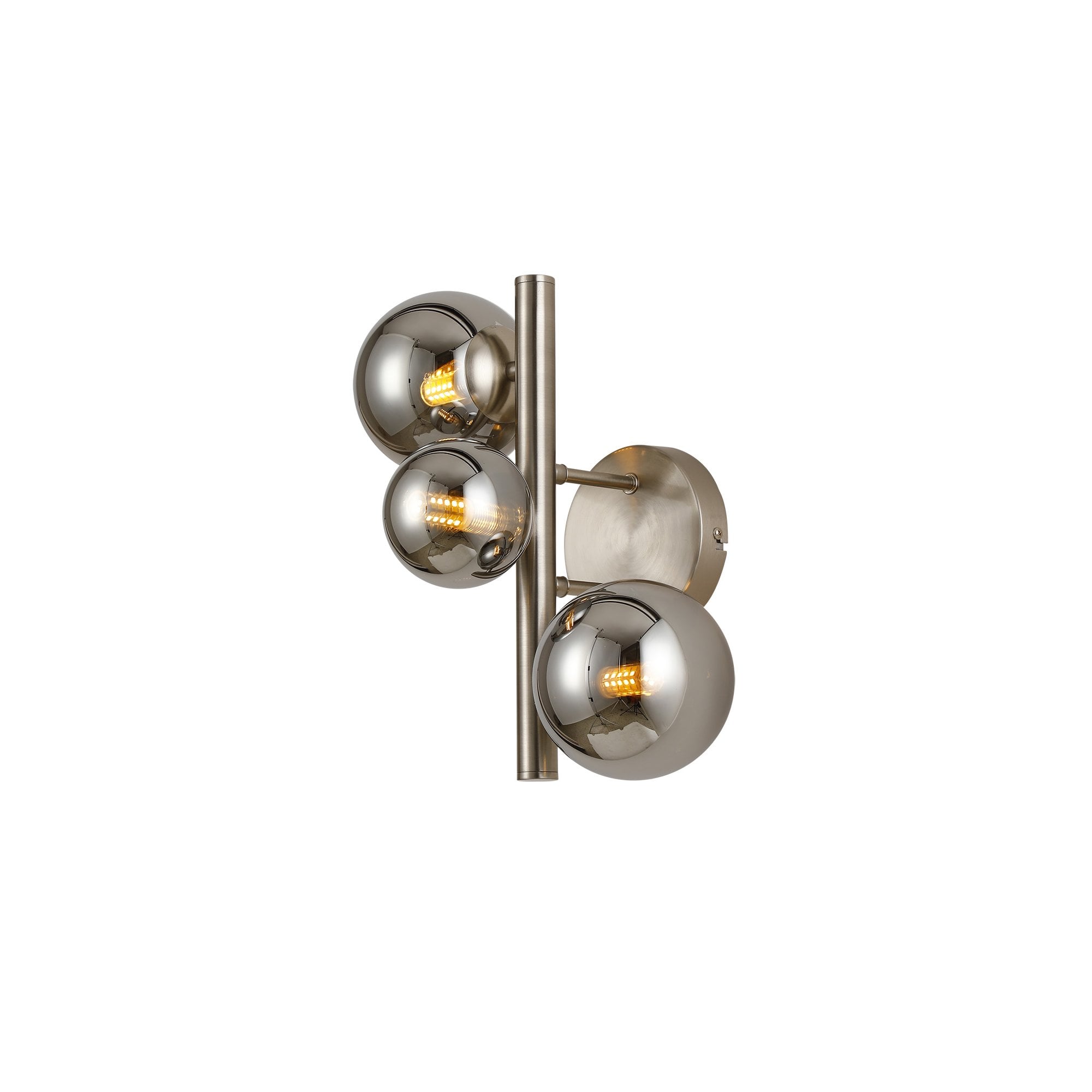 NL9063/CH9 Prague 3 Light Wall Light Satin Nickel Chrome Plated