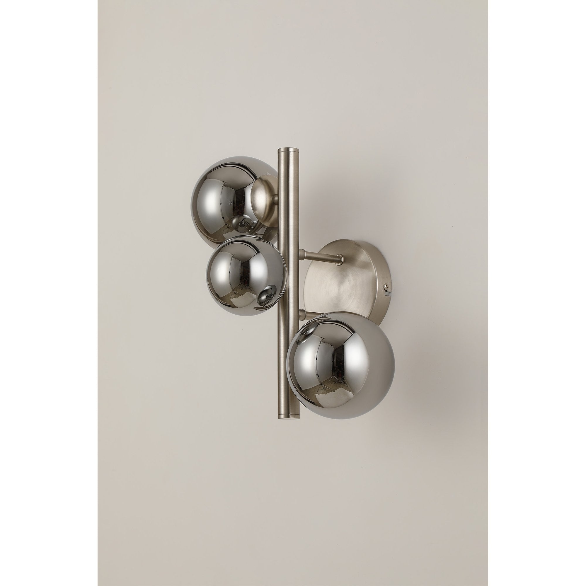 NL9063/CH9 Prague 3 Light Wall Light Satin Nickel Chrome Plated