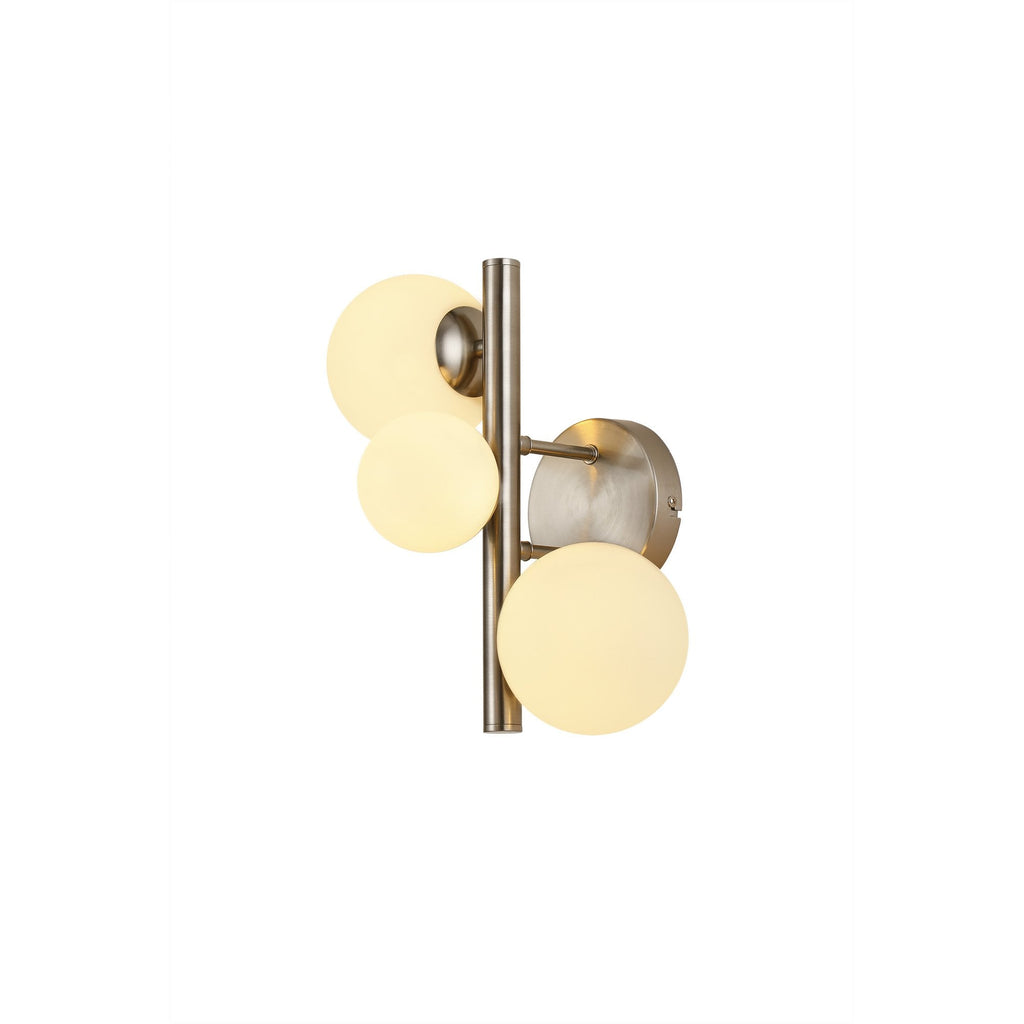 NL9063/OP9 Prague 3 Light Wall Light Satin Nickel Opal