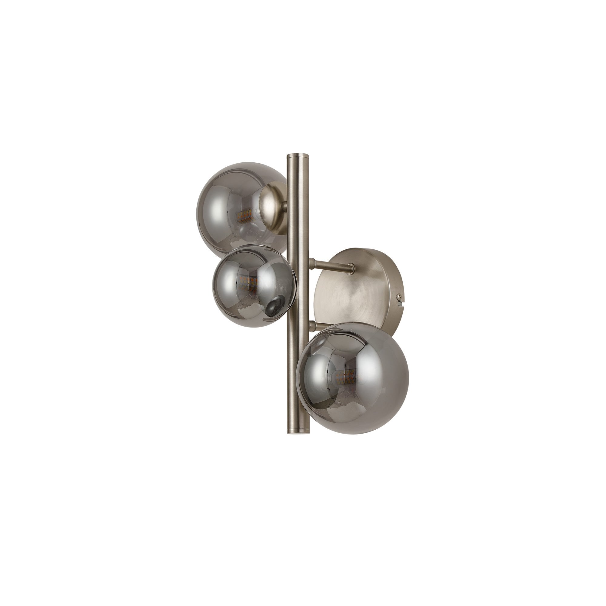 NL9063/SM9 Prague 3 Light Wall Light Satin Nickel Smoke Plated