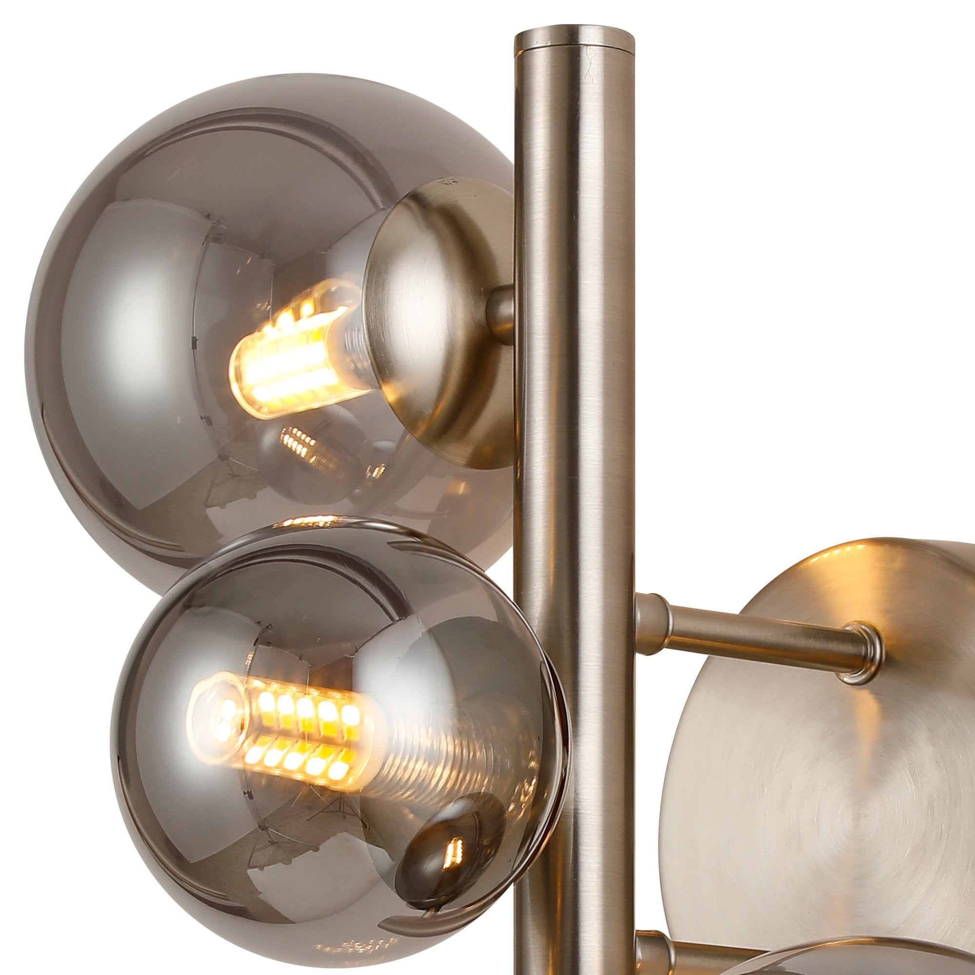 NL9063/SM9 Prague 3 Light Wall Light Satin Nickel Smoke Plated