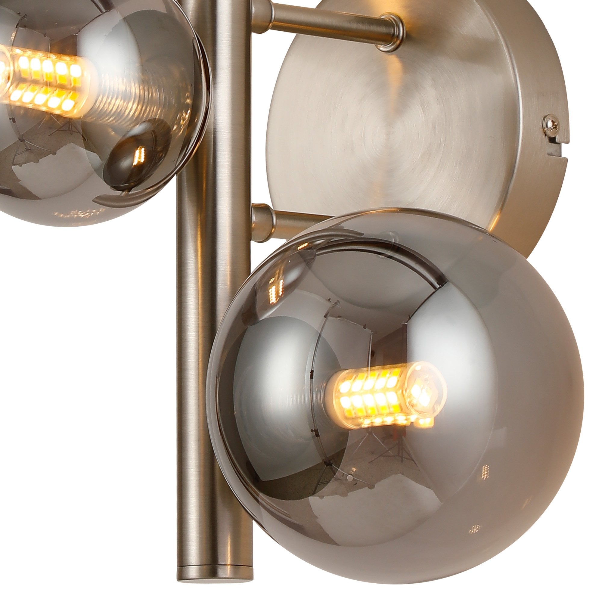 NL9063/SM9 Prague 3 Light Wall Light Satin Nickel Smoke Plated