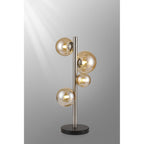 NL9065/AM9 Prague 4 Light Table Lamp Satin Nickel Amber Plated