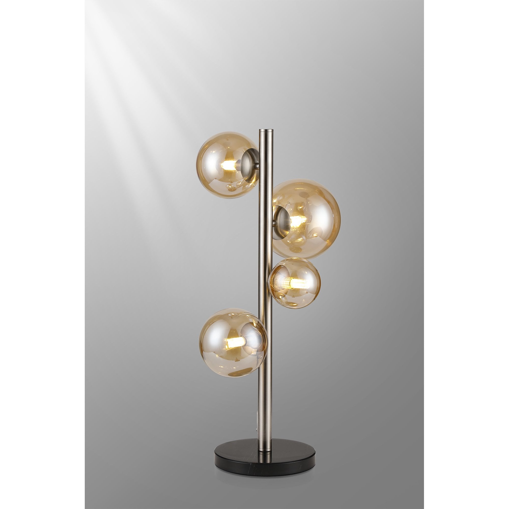 NL9065/AM9 Prague 4 Light Table Lamp Satin Nickel Amber Plated
