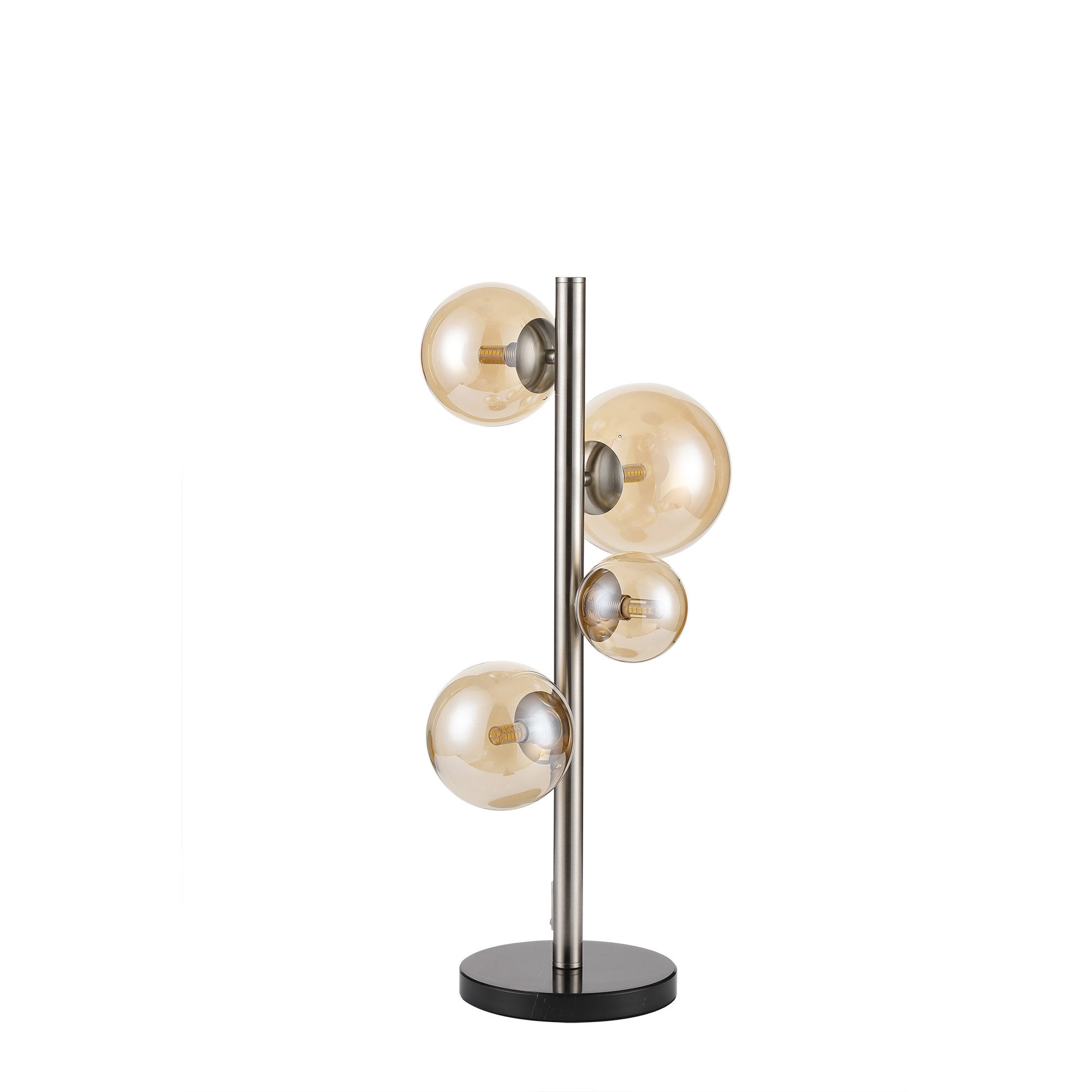 NL9065/AM9 Prague 4 Light Table Lamp Satin Nickel Amber Plated