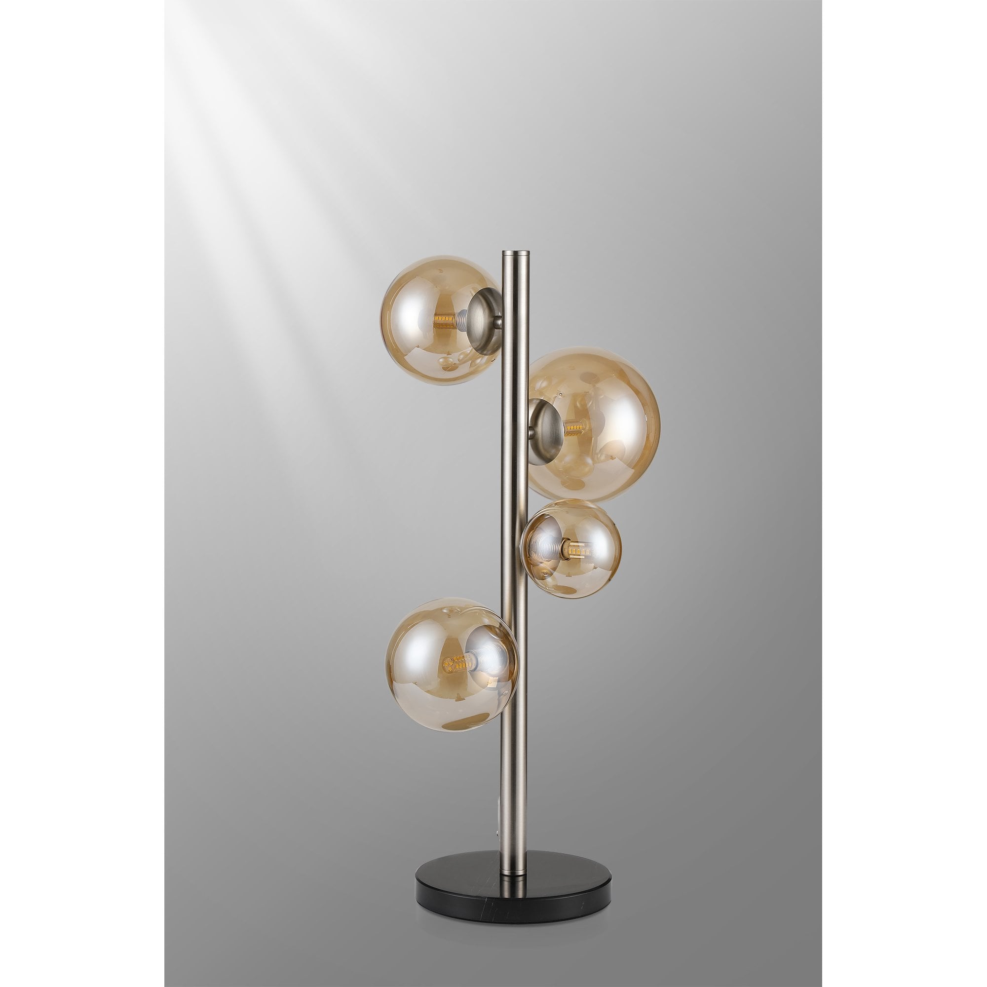 NL9065/AM9 Prague 4 Light Table Lamp Satin Nickel Amber Plated