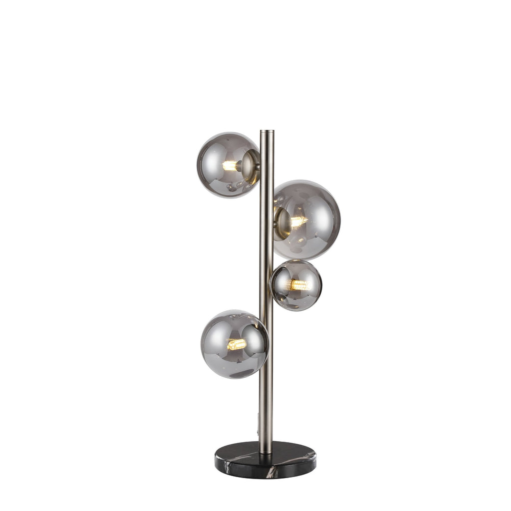 NL9065/SM9 Prague 4 Light Table Lamp Satin Nickel Smoke Plated
