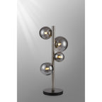 NL9065/SM9 Prague 4 Light Table Lamp Satin Nickel Smoke Plated