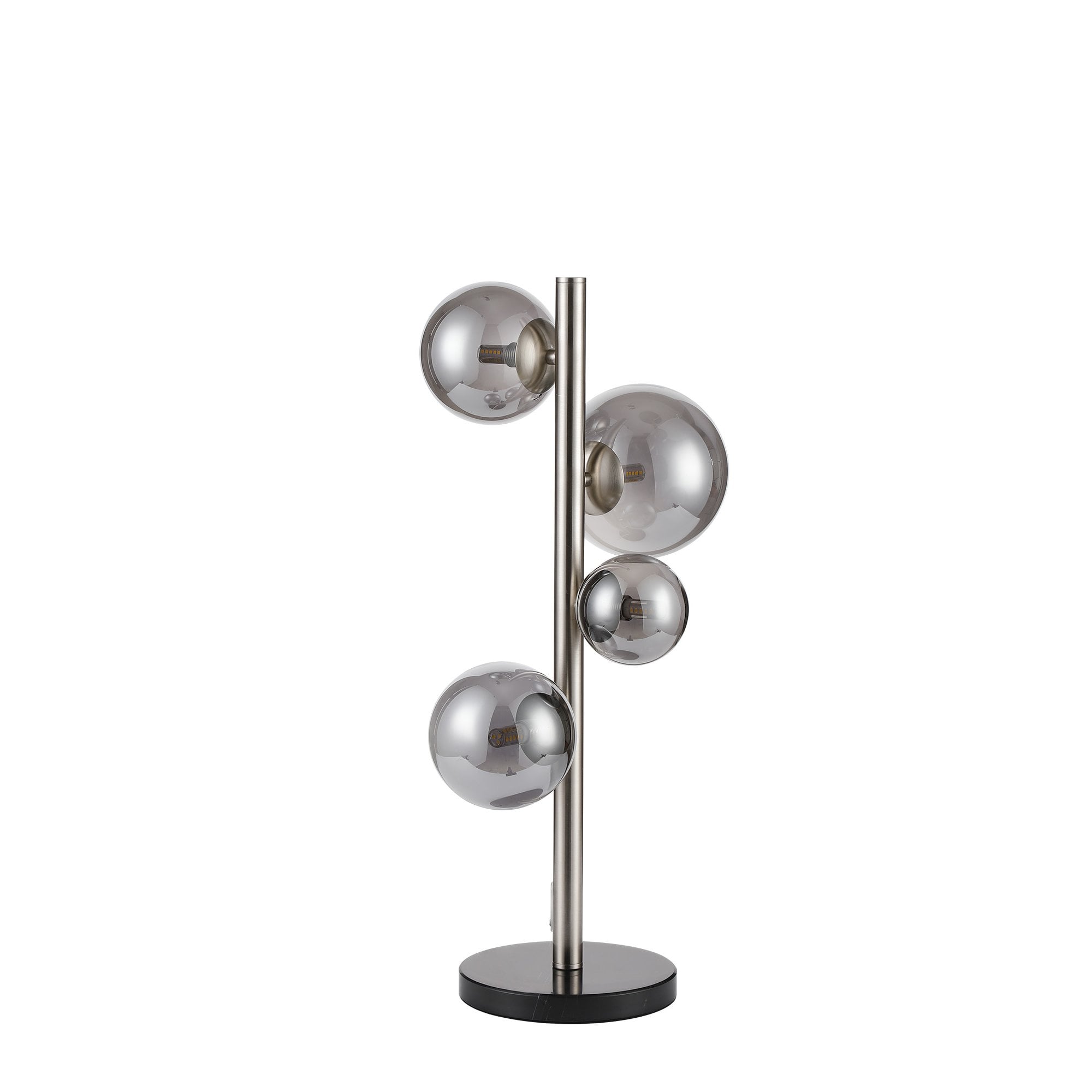 NL9065/SM9 Prague 4 Light Table Lamp Satin Nickel Smoke Plated