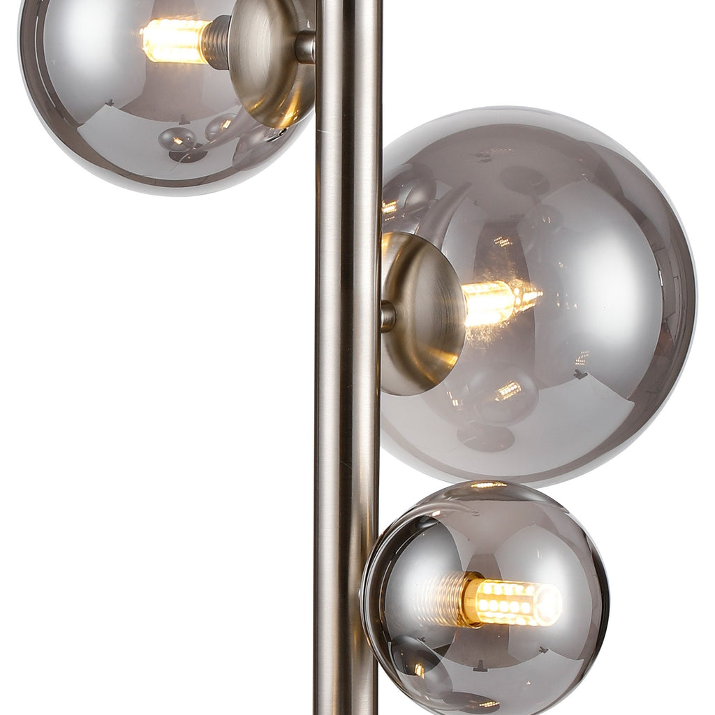 NL9065/SM9 Prague 4 Light Table Lamp Satin Nickel Smoke Plated