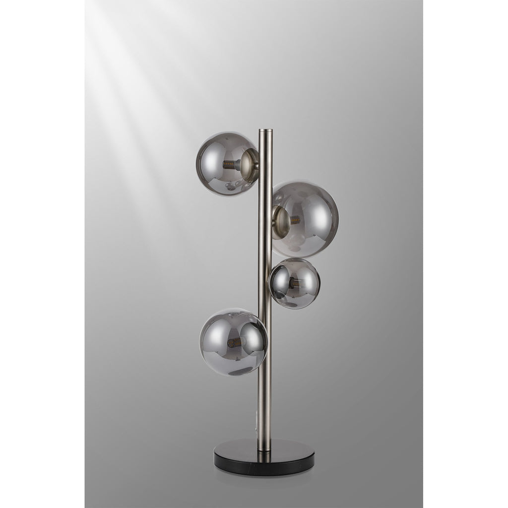 NL9065/SM9 Prague 4 Light Table Lamp Satin Nickel Smoke Plated