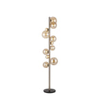 NL9066/AM9 Prague 11 Light Floor Lamp Satin Nickel Amber Plated