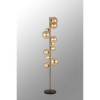 NL9066/AM9 Prague 11 Light Floor Lamp Satin Nickel Amber Plated