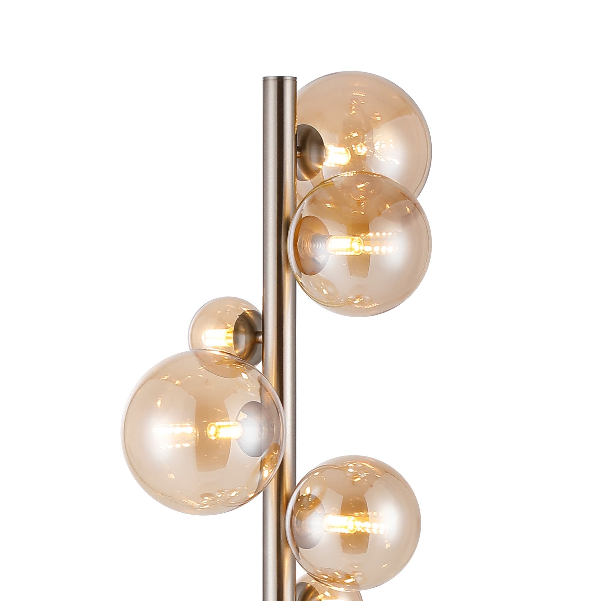 NL9066/AM9 Prague 11 Light Floor Lamp Satin Nickel Amber Plated