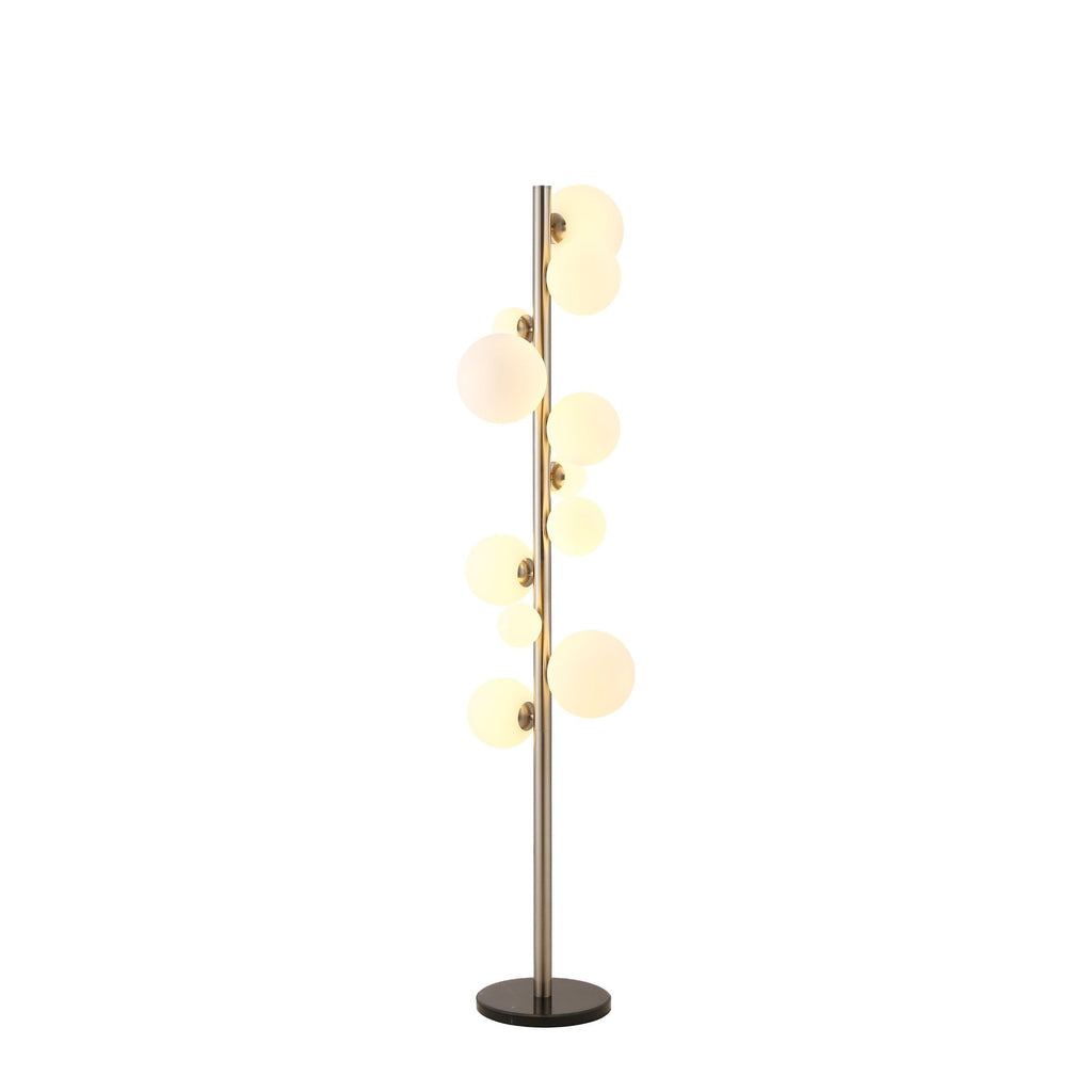 NL9066/OP9 Prague 11 Light Floor Lamp Satin Nickel Opal