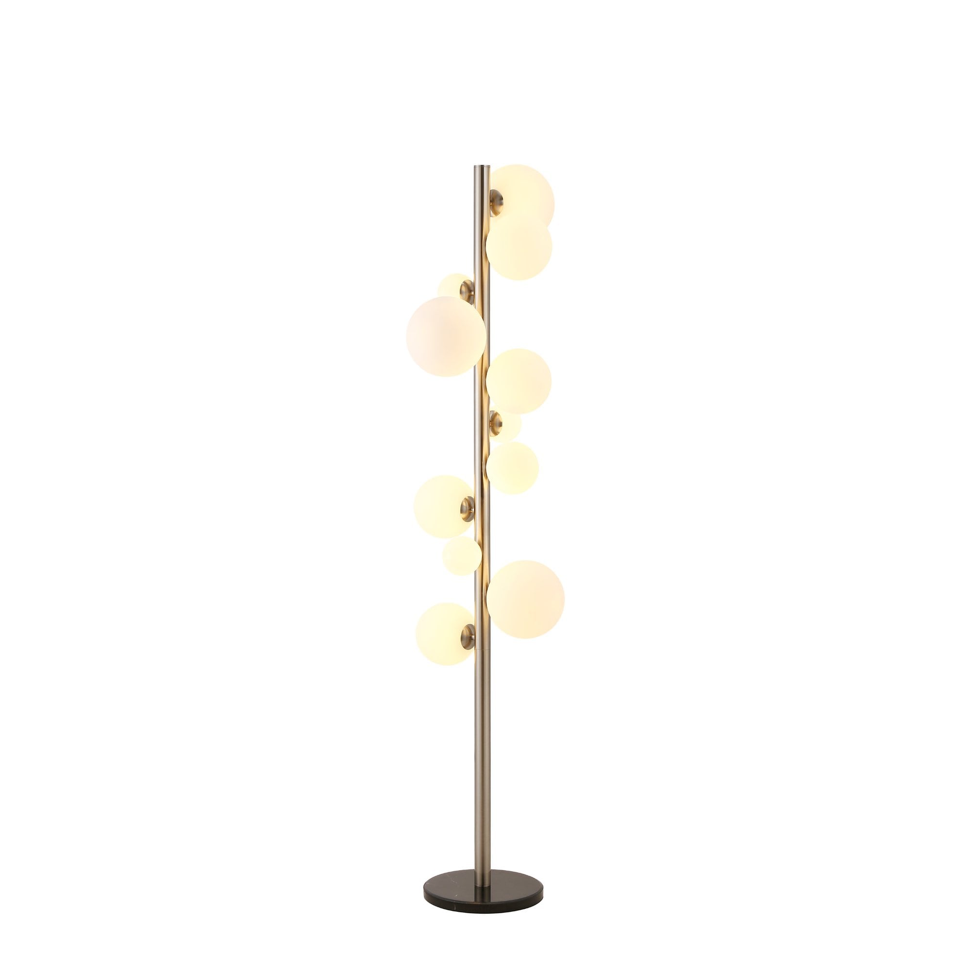 NL9066/OP9 Prague 11 Light Floor Lamp Satin Nickel Opal