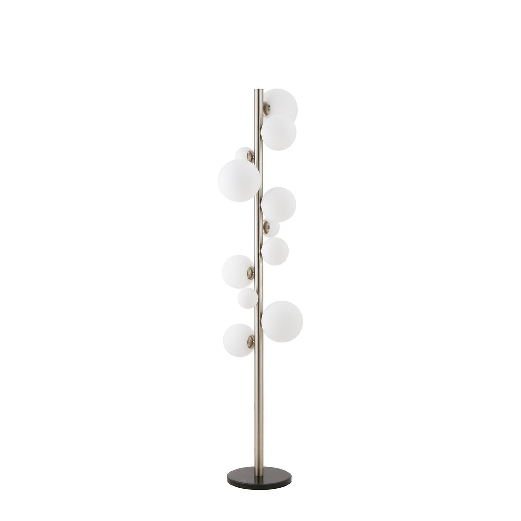 NL9066/OP9 Prague 11 Light Floor Lamp Satin Nickel Opal