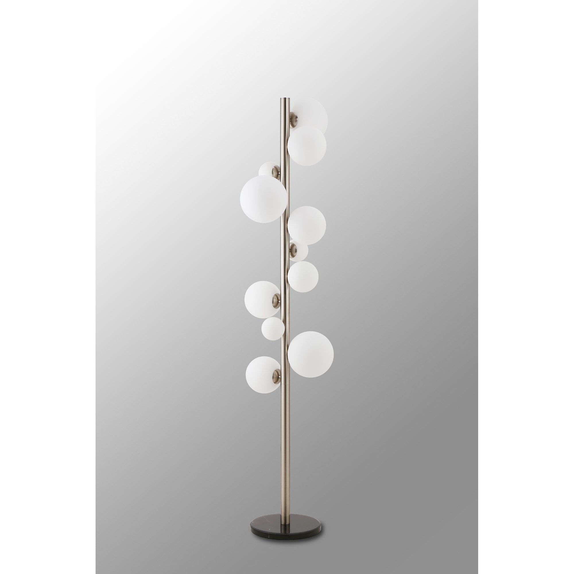 NL9066/OP9 Prague 11 Light Floor Lamp Satin Nickel Opal