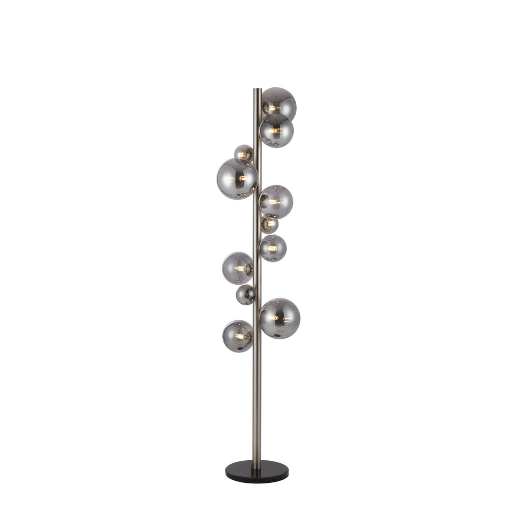 NL9066/SM9 Prague 11 Light Floor Lamp Satin Nickel Smoke Plated