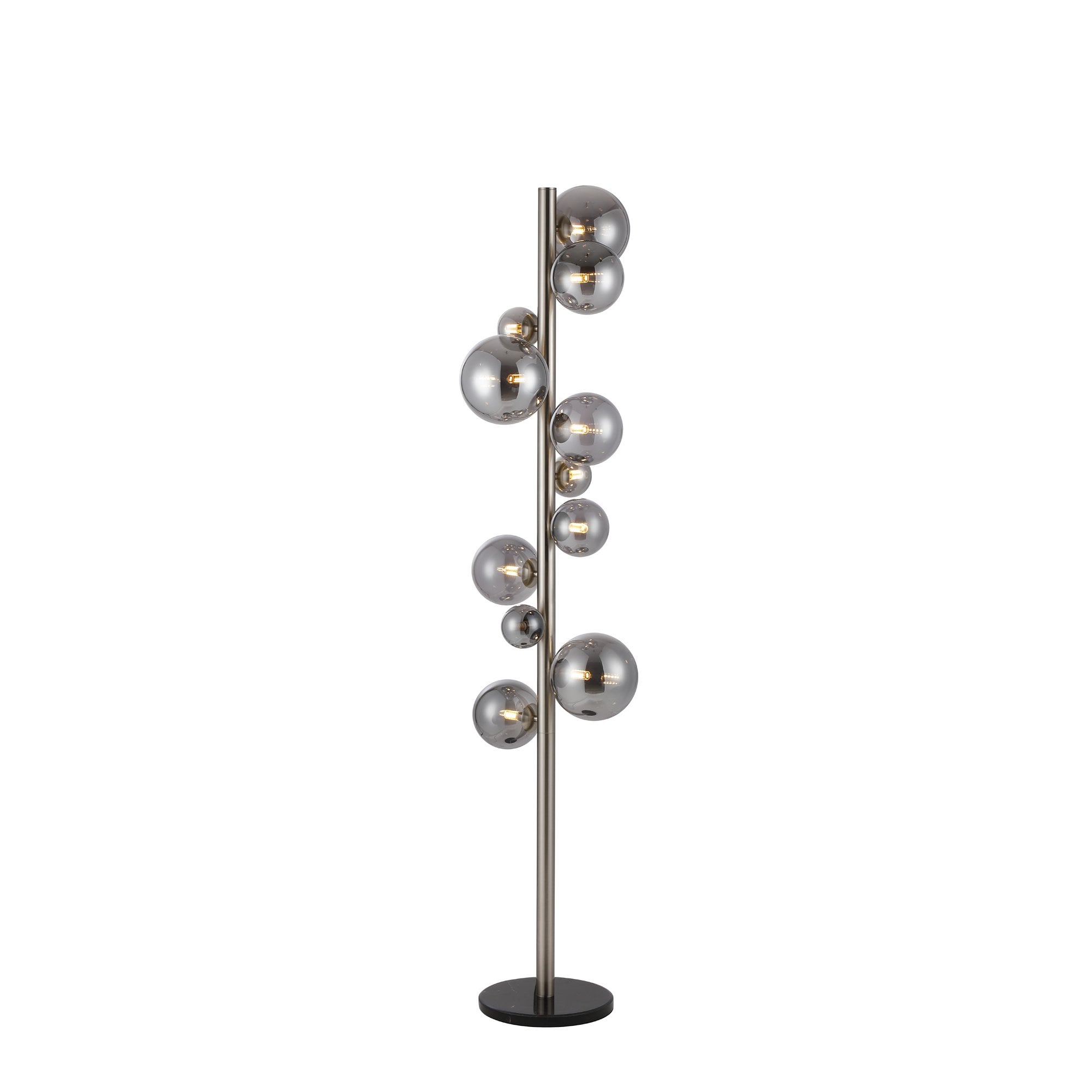 NL9066/SM9 Prague 11 Light Floor Lamp Satin Nickel Smoke Plated