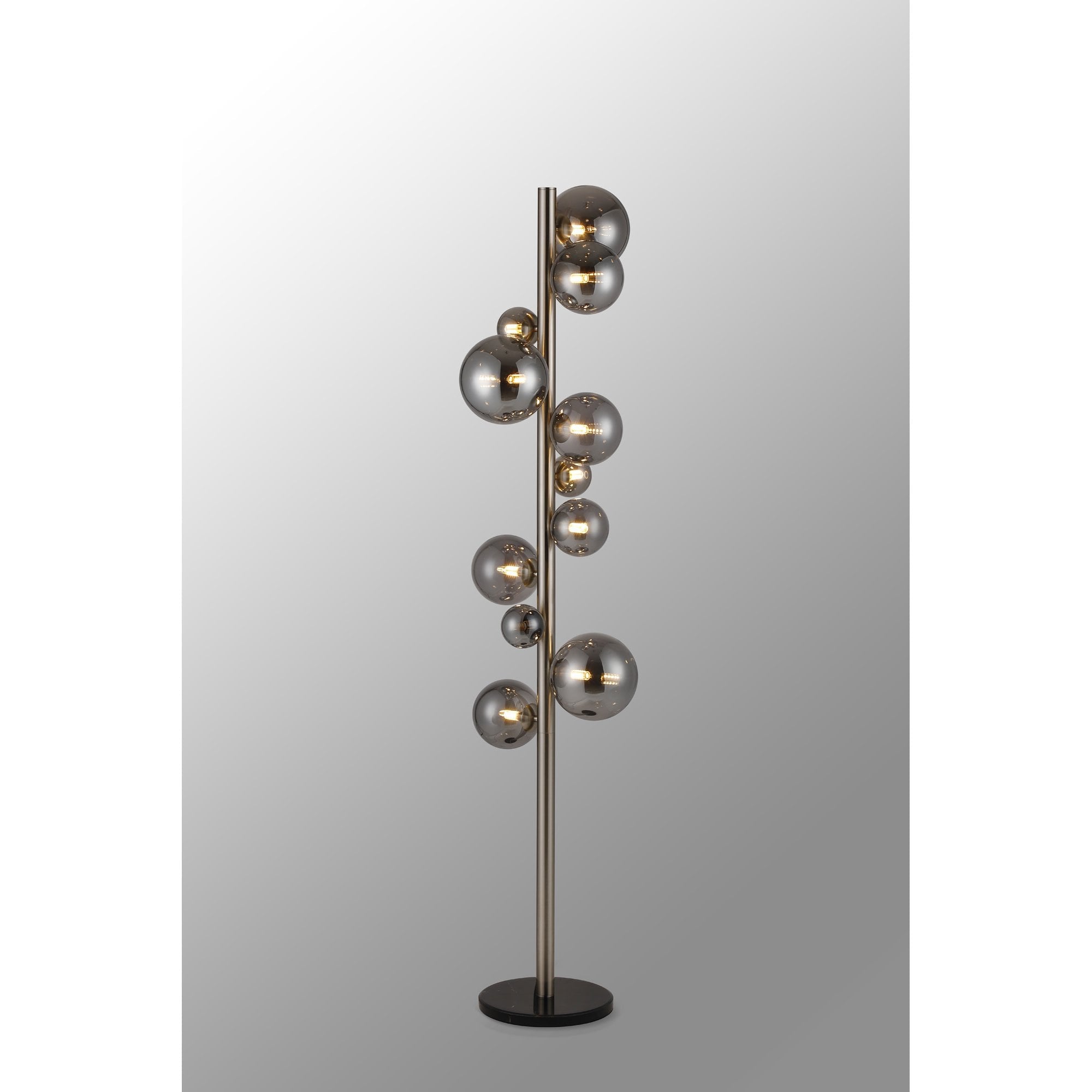 NL9066/SM9 Prague 11 Light Floor Lamp Satin Nickel Smoke Plated