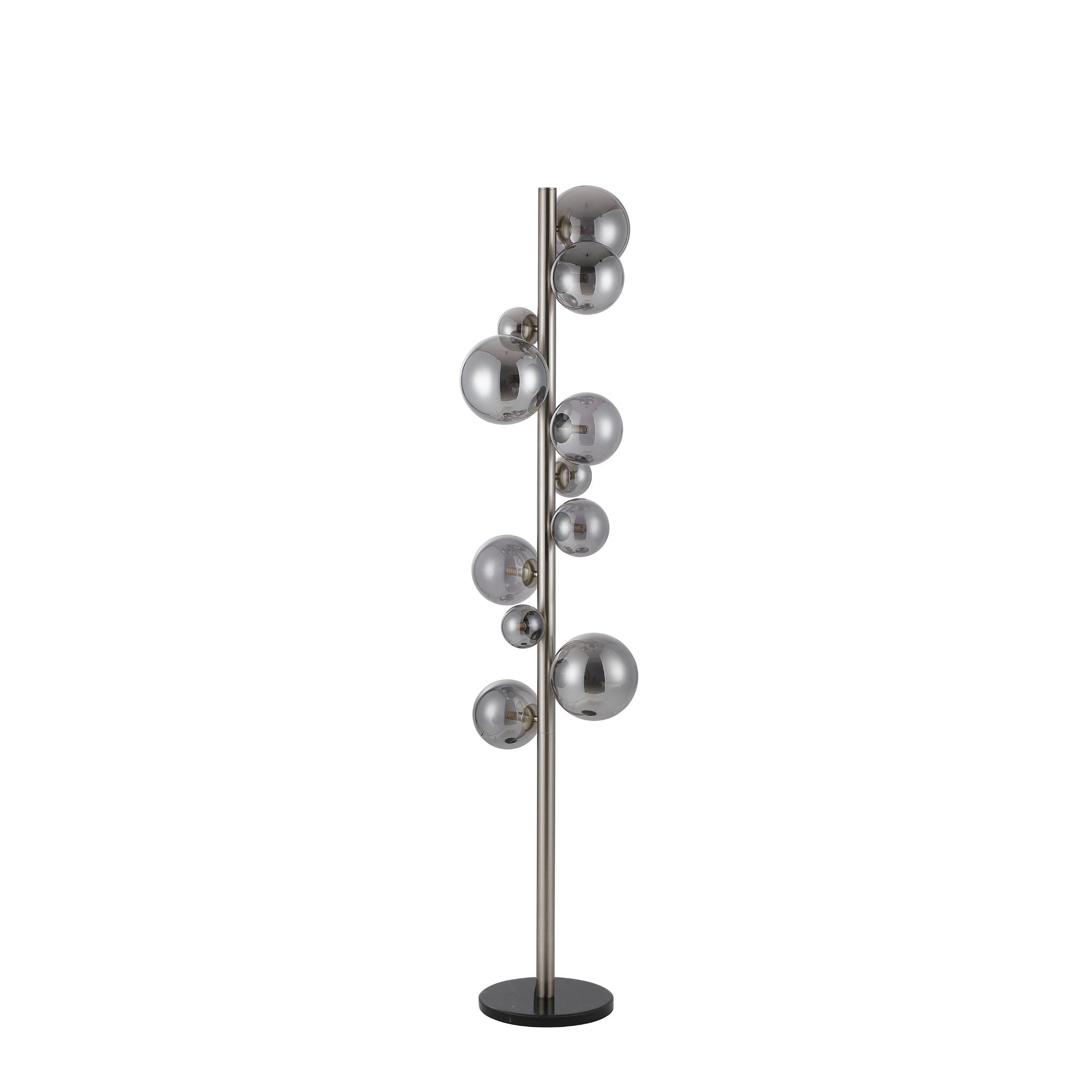 NL9066/SM9 Prague 11 Light Floor Lamp Satin Nickel Smoke Plated