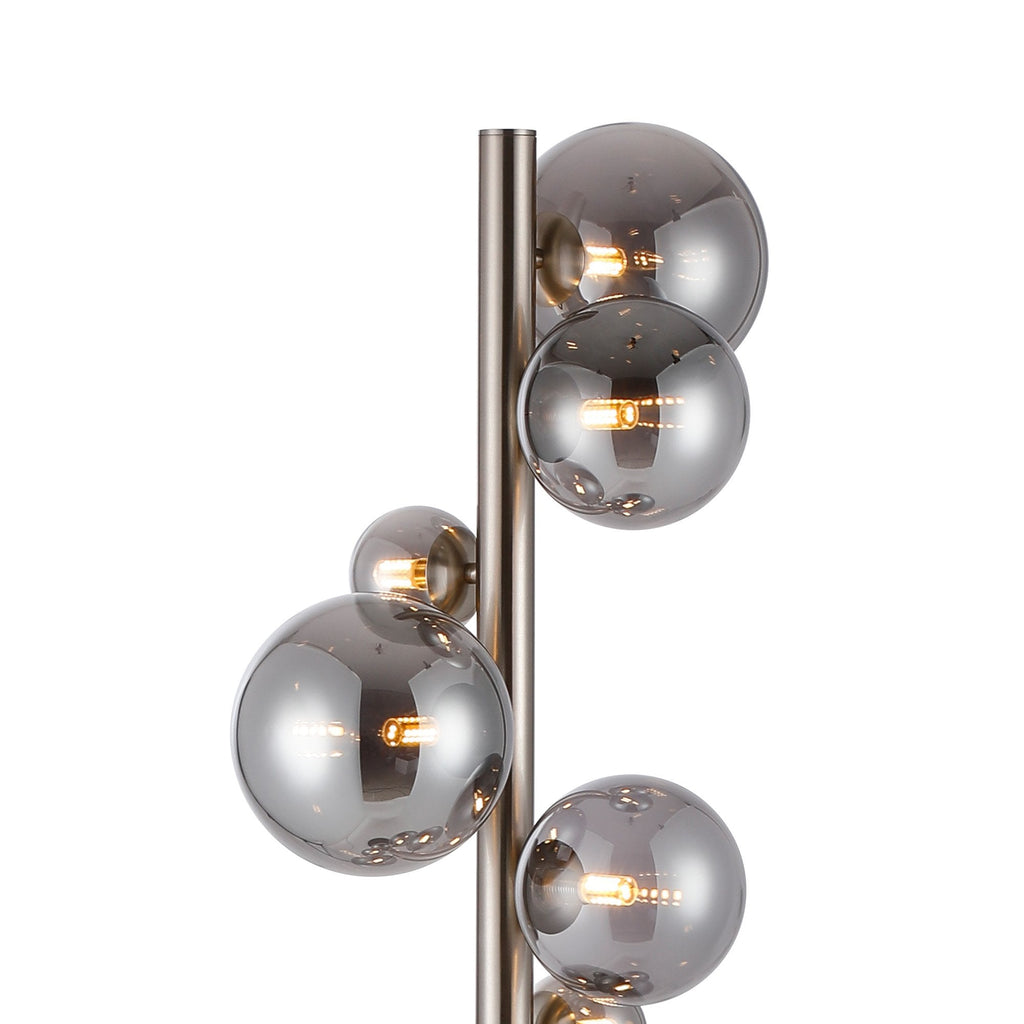 NL9066/SM9 Prague 11 Light Floor Lamp Satin Nickel Smoke Plated