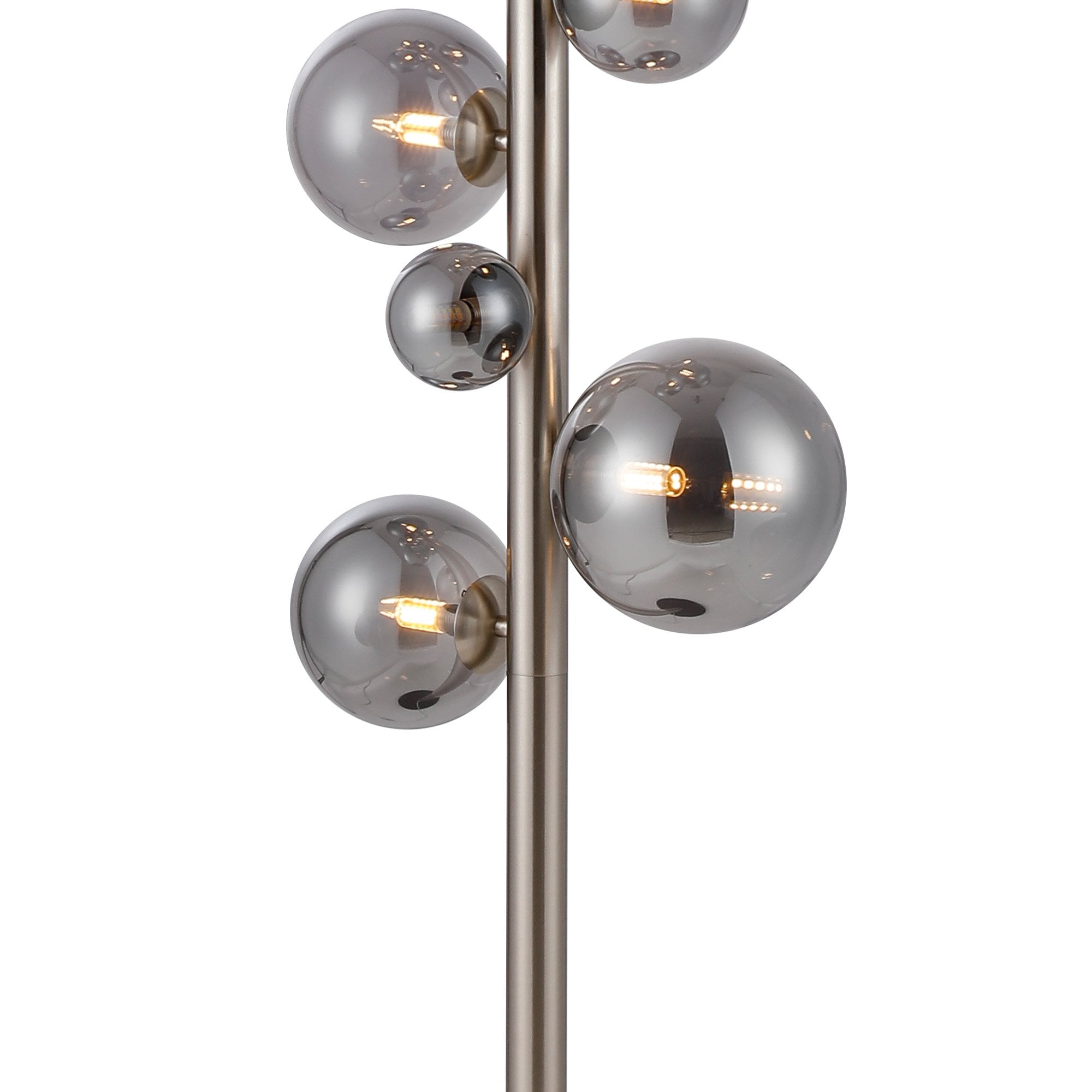 NL9066/SM9 Prague 11 Light Floor Lamp Satin Nickel Smoke Plated