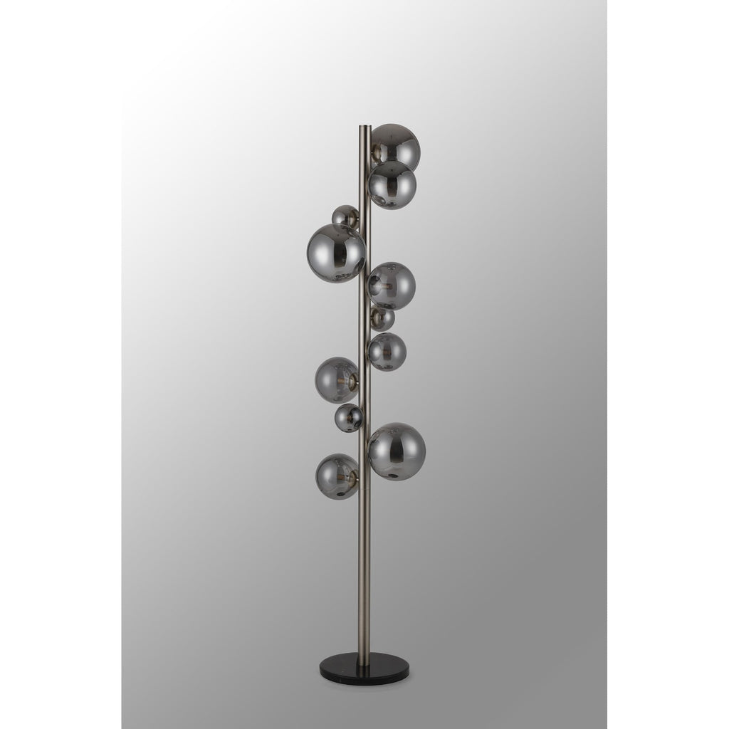 NL9066/SM9 Prague 11 Light Floor Lamp Satin Nickel Smoke Plated