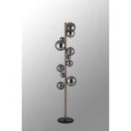 NL9066/SM9 Prague 11 Light Floor Lamp Satin Nickel Smoke Plated