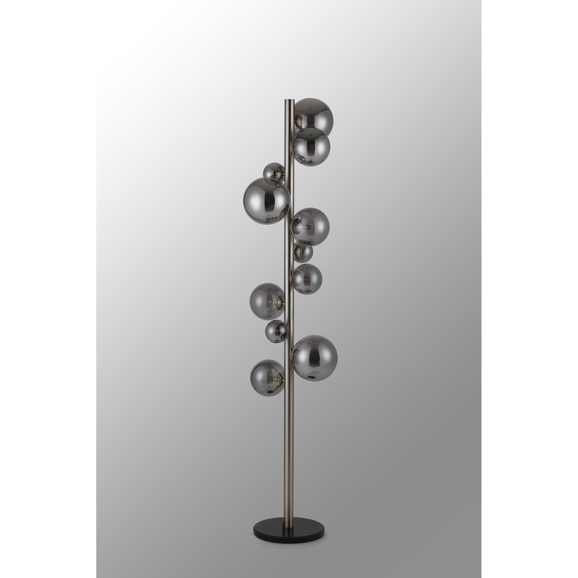 NL9066/SM9 Prague 11 Light Floor Lamp Satin Nickel Smoke Plated