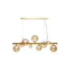 NL9319/AM9 Prague 9 Light Linear Pendant Satin Gold Amber Plated