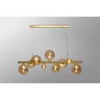 NL9319/AM9 Prague 9 Light Linear Pendant Satin Gold Amber Plated