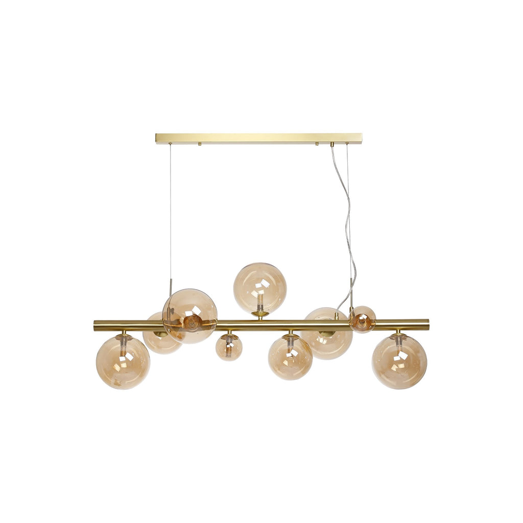 NL9319/AM9 Prague 9 Light Linear Pendant Satin Gold Amber Plated