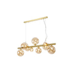 NL9319/AM9 Prague 9 Light Linear Pendant Satin Gold Amber Plated