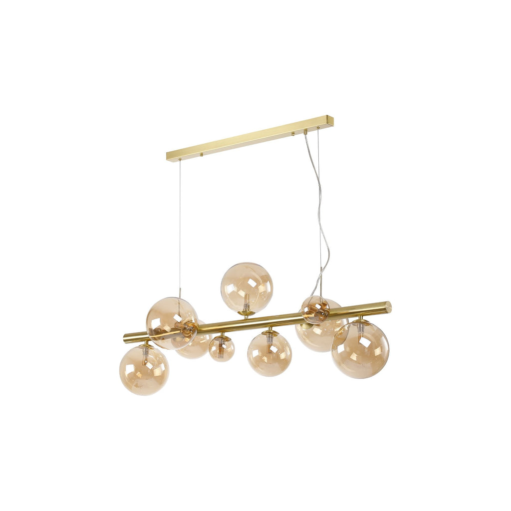 NL9319/AM9 Prague 9 Light Linear Pendant Satin Gold Amber Plated