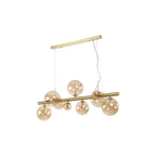 NL9319/AM9 Prague 9 Light Linear Pendant Satin Gold Amber Plated