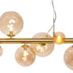 NL9319/AM9 Prague 9 Light Linear Pendant Satin Gold Amber Plated