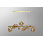 NL9319/AM9 Prague 9 Light Linear Pendant Satin Gold Amber Plated