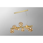 NL9319/AM9 Prague 9 Light Linear Pendant Satin Gold Amber Plated