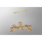 NL9319/AM9 Prague 9 Light Linear Pendant Satin Gold Amber Plated