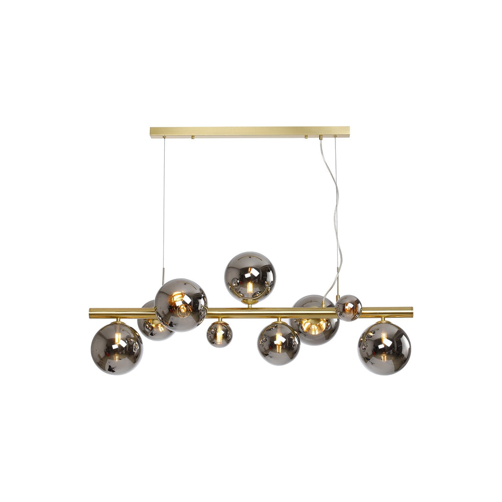 NL9319/CH9 Prague 9 Light Linear Pendant Satin Gold Chrome Plated
