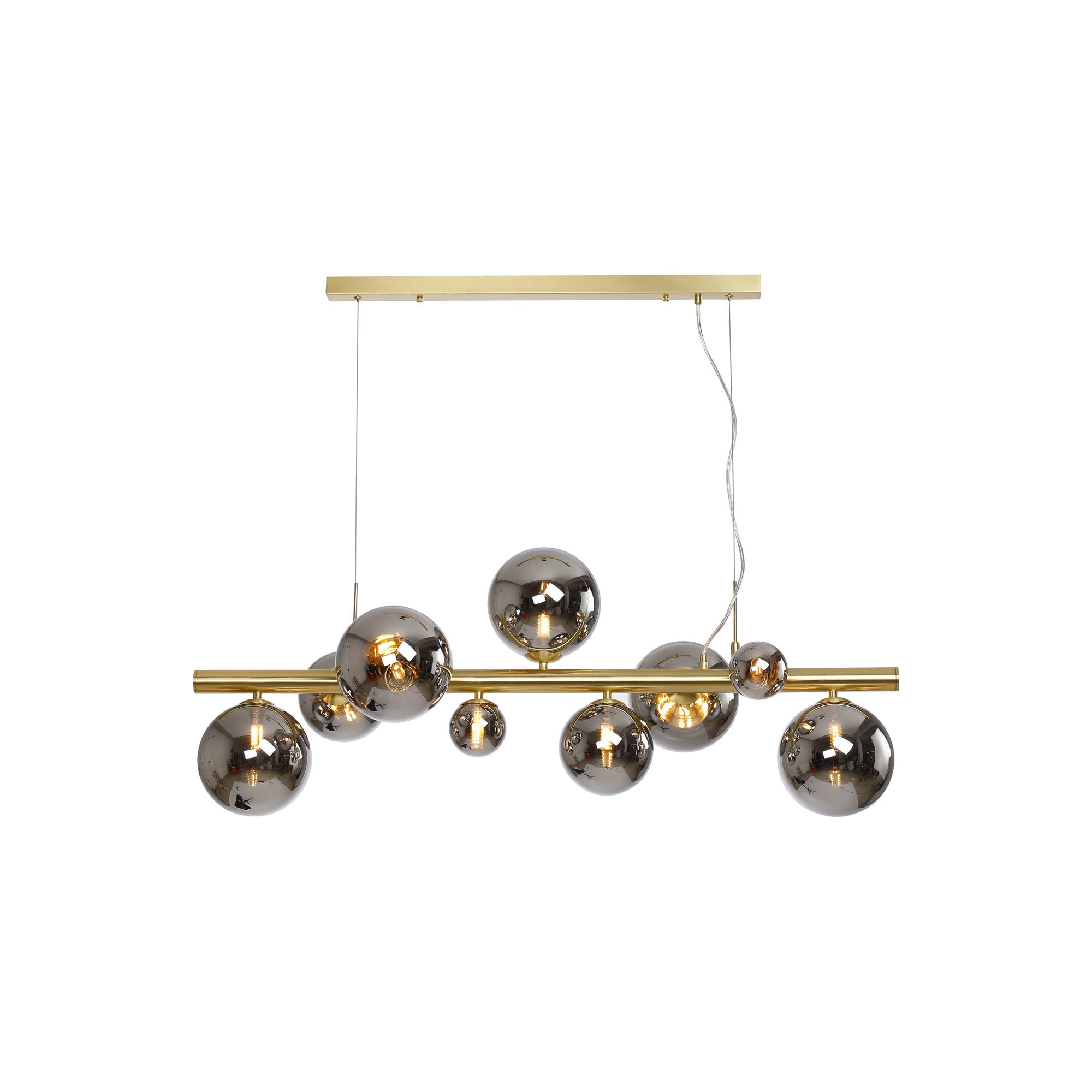 NL9319/CH9 Prague 9 Light Linear Pendant Satin Gold Chrome Plated