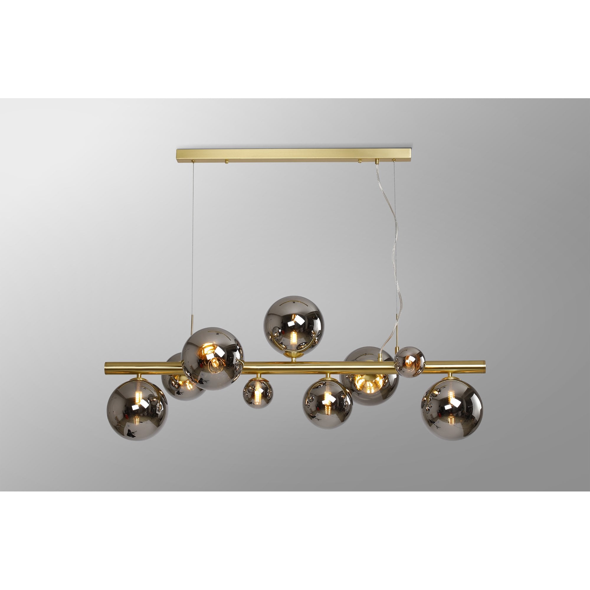 NL9319/CH9 Prague 9 Light Linear Pendant Satin Gold Chrome Plated