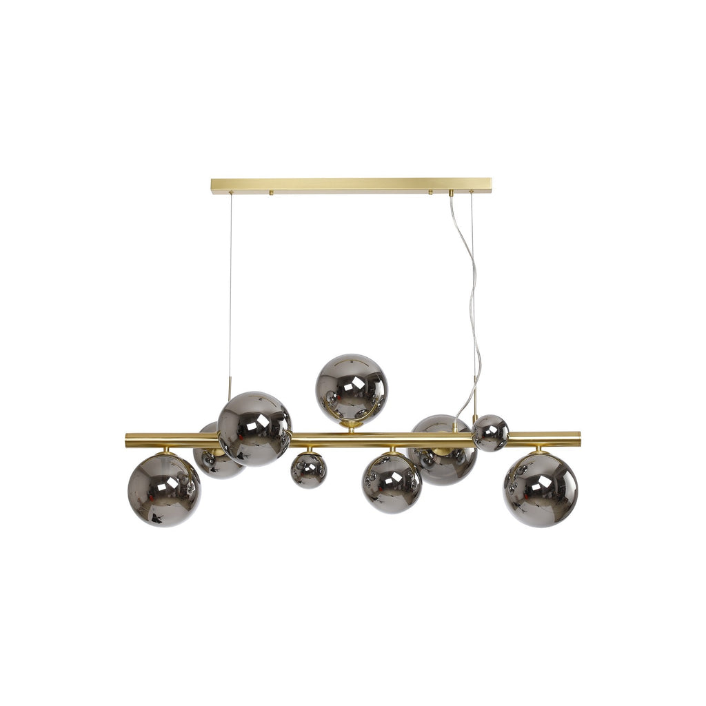NL9319/CH9 Prague 9 Light Linear Pendant Satin Gold Chrome Plated