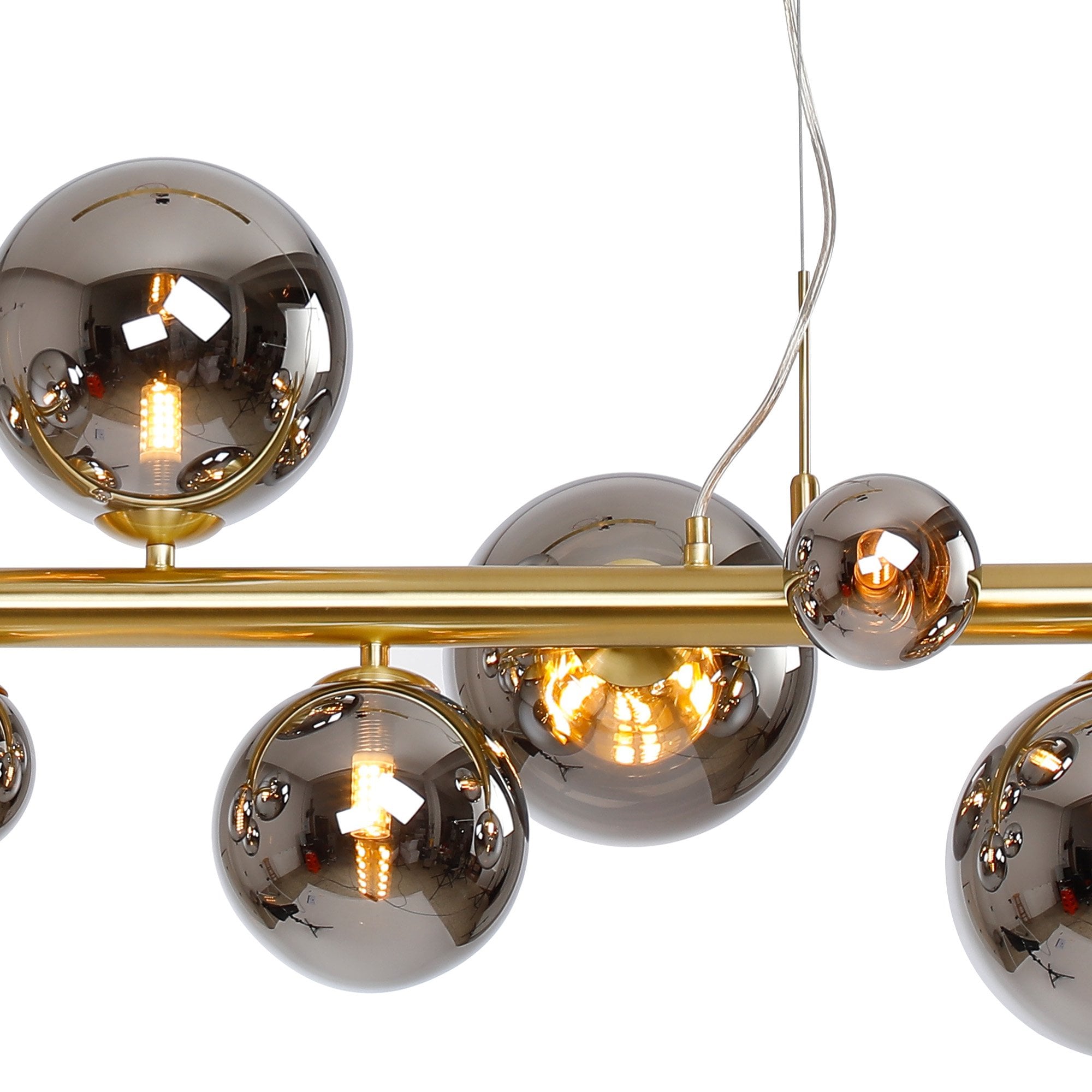 NL9319/CH9 Prague 9 Light Linear Pendant Satin Gold Chrome Plated