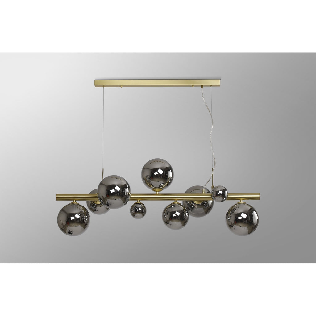 NL9319/CH9 Prague 9 Light Linear Pendant Satin Gold Chrome Plated