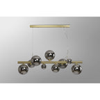 NL9319/CH9 Prague 9 Light Linear Pendant Satin Gold Chrome Plated